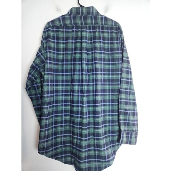 Sid Mashburn Men Green Blue Plaid 100% Cotton Button Down Sport Shirt size XL, - Picture 2 of 8